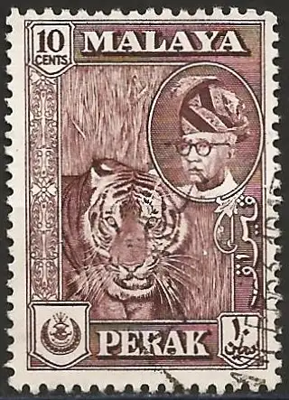 Malaiische Staaten ( Perak ) 1961 - Mi 108b - YT 105a - Tiger und Sultan Yussuf Izzuddin Shah