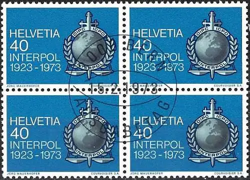 Schweiz 1973 - Mi 990 - YT 923 - Interpol (  4er Block )