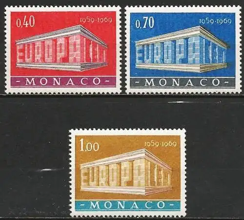 Monaco 1969 - Mi 929/931 - YT 789/791 - Europa CEPT - MNH**