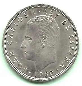 Spanien - 5 Peseten von 1980 - Ø 23 Mm