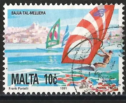 Malta 1991 - Mi 876 - YT 855 - Windsurfer in Mellieħa-Bucht