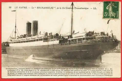 [Ansichtskarte] Das Ozeandampfer " Rochambeau ". 