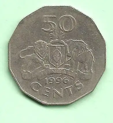 Swasiland - Munze 50 Cents Emalangeni  von 1996  