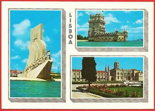 [Ansichtskarte] Portugal - Lissabon : Denkmal der Seefahrer - Turm von Bélem und Jeronimos-Kloster. 