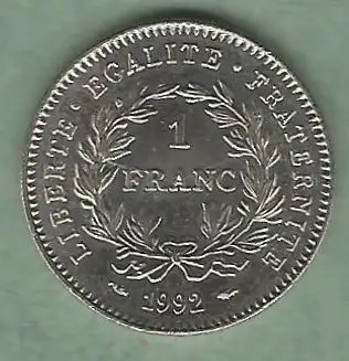 Frankreich - 1 Franc von 1992 ( KM# 1004 )