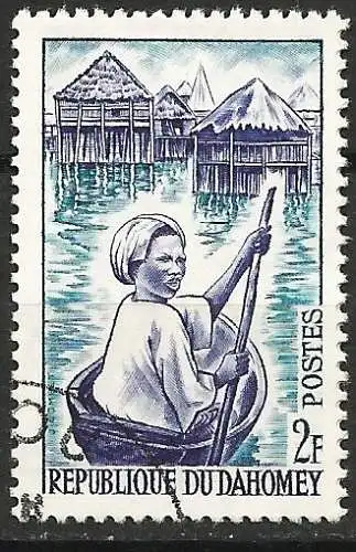 Dahomey 1963 - 200 - YT 179 - Ganvie Mädchen im Kanu