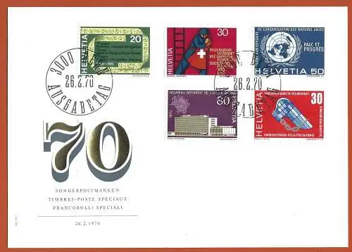 Schweiz 1970 - Mi 918/922 - YT 850/854 - Propagandamarken - FDC ( Ersttagsbrief ) der kompletten Serie