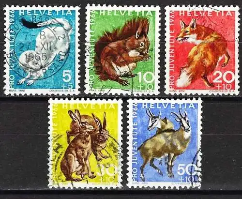 Schweiz 1966 - Mi 845/849 - YT 778/782 - Fauna - Pro Juventute ( Komplette Serie )