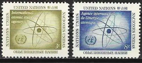 UNO New York 1958 ( Vereinten Nationen) Mi 66/67 - YT 56/57 - A.I.E.A. - MNG