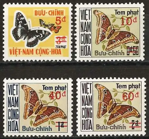 Vietnam-Süd 1974 - Mi P 21/24 - YT T 21/24 - Schmetterling - Portomarken - MNH** ( Komplette Serie)