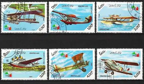 Laos 1985 - Mi 858/63 - YT 665/70 - Flugzeuge