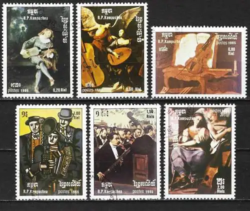 Kamputschea 1985 - Mi 680/85 - YT 560/66 - Gemälde