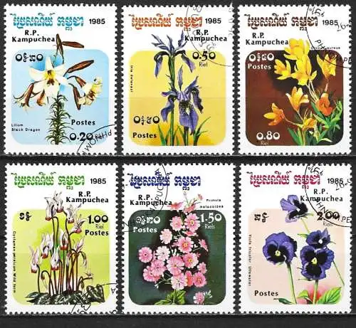 Kamputschea 1985 - Mi 673/78 - YT 553/58 - Blumen