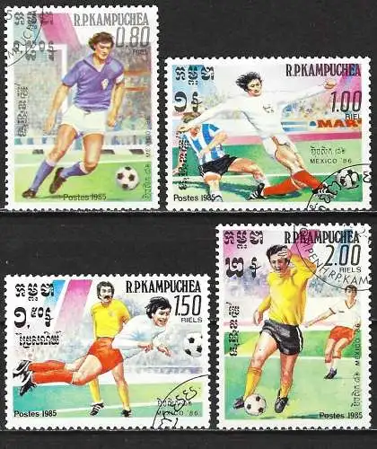 Kamputschea 1985 - Mi 634/37 - YT 524/27 - Fußball-Weltmeisterschaft in Mexiko