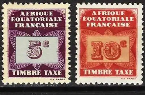 Französisch-Äquatorialafrika (AEF) 1937 - Mi P1 / P2 - YT T1 / T2 - Postmarken - MH*
