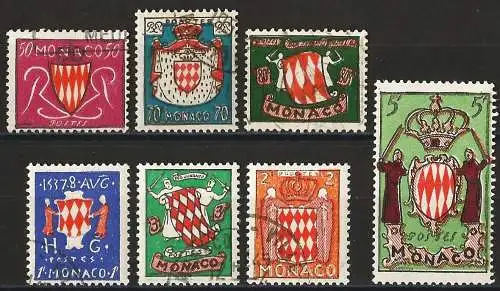 Monaco 1954 - Mi 479 bis 485 - YT 405 bis 411 - Wappen