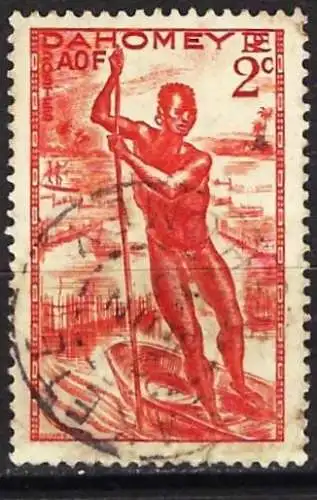 Dahomey 1941 - Mi 178 - YT 120 - Mann, der ein Kanu steuert