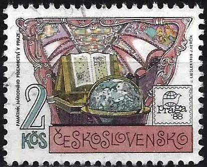 Tschechoslowakei 1988 - Mi 2958A - YT 2768 - Karte und Himmelsglobus