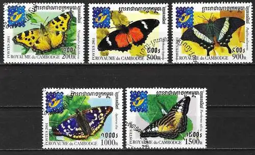 Kambodscha 2001 - Mi 2186/90 - YT 1807/11 - Schmetterlinge 