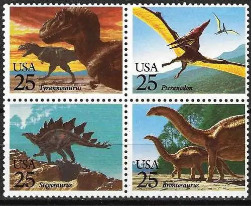 USA  1989 - Mi 2051/54 - YT 1873/76 - Prähistorische Tiere - MNH**