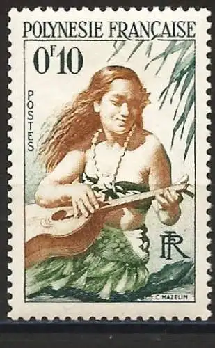 Französisch Polynesien 1958 - Mi 1 - YT 1 - Gitarristin - MH*