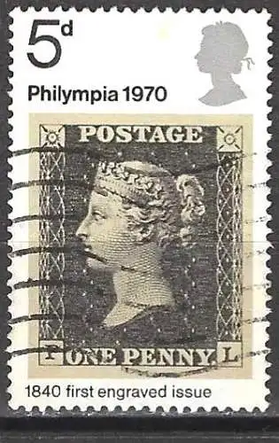 Großbritannien 1970 - Mi 555 - YT 599 - Briefmarkenausstellung "Philympia“ - 1 Penny Black