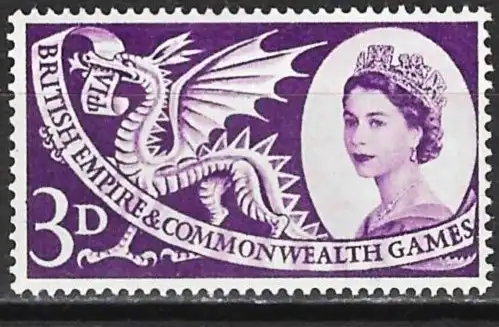 Großbritannien 1958 - Mi 303 - YT 312 - Elisabeth II und der walisische Drache - MNH**