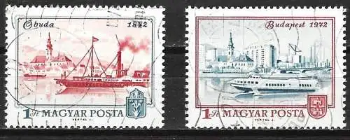 Ungarn 1972 - Mi 2805/06 - YT 2265/66 - Boote und Ausblicke auf Óbuda und Budapest