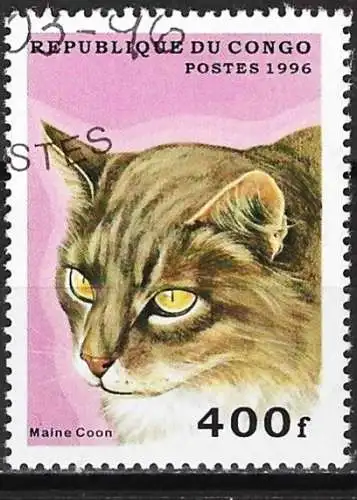Kongo (Braz) 1996 - Mi 1455 - YT 1022E - Fauna : Katze