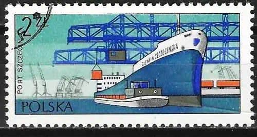 Polen 1976 - Mi 2479 - YT 2311 - Lastkahn und Frachtschiff  im Hafen Stettin