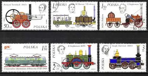 Polen 1976 - Mi 2427 a 2432 - YT 2262 a 2267 - Lokomotiven