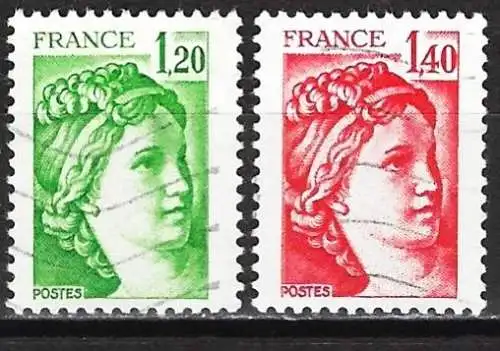 Frankreich 1980 – Mi 2215 y 2216 - YT 2101 y 2102 - Marianne von Gandon