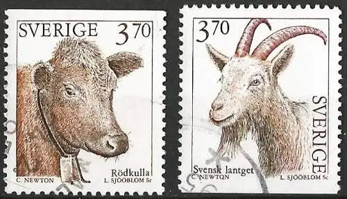 Schweden 1995 - Mi 1860/61 - YT 1842/43 - Bauernhoftiere : Kalb und Ziege