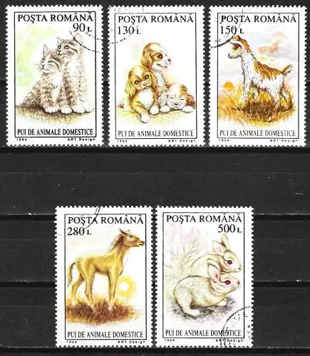 Rümanien 1994 – Mi 5055/59 - YT 4217/21 - Fauna : Jungtiere