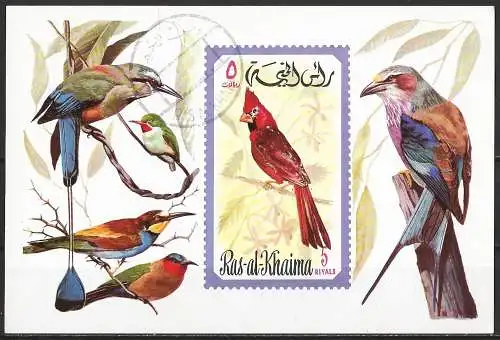 Ras al-Khaimah - Mi BL 108 - YT xxx - Vogel : Nördlicher Kardinal