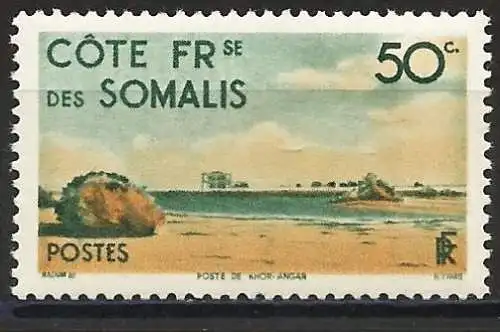 Französisch-Somali-Küste 1947- Mi 288 - YT 267- Khor Angar Post - MNH**
