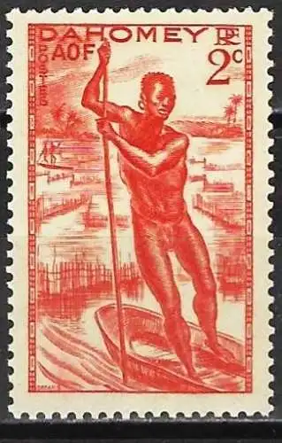 Dahomey 1941 - Mi 178 - YT 120 - Mann, der ein Kanu steuert - MH*