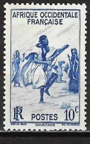 Französisch-Westafrika (AOF) 1947 - Mi 34 - YT 24 - Volkstanz - MNG