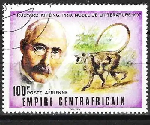 Zentralafrikanisch 1977 - Mi 460 - YT Pa 156 - Rudyard Kipling - Nobelpreis ( Flugpost )