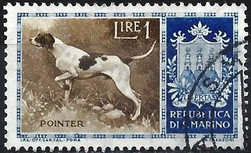 San Marino 1956 - Mi 547 - YT 413 - Pointer Hund