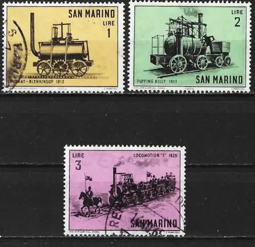 San Marino 1964 - Mi 814/16 - YT 627/29 - Dampflokomotiven