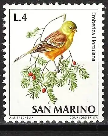 San Marino 1972 - Mi 1006 - YT 813 - Vogel : Ortolansperling - MNH**