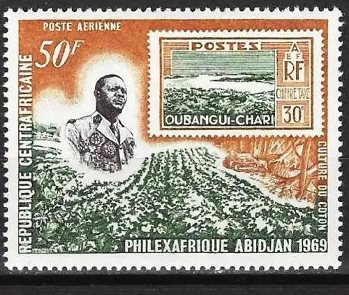 Zentralafrikanisch Rep. 1969 - Mi 182 - YT Pa 68 - Briefmarkenausstellung " Philexafrique” -  MNH** ( Flugpost )