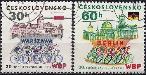 Tschechoslowakei 1977 - Mi 2370/71 - YT 2206/07 - Friedensradrennen Warschau-Berlin-Prag
