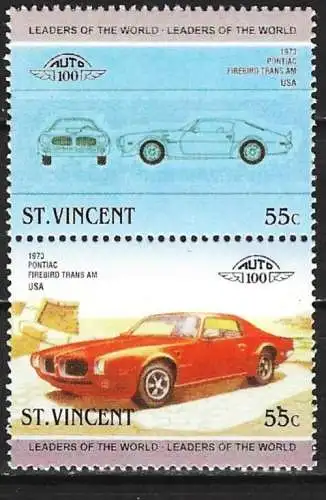 Saint-Vincent 1985 - Mi 800/801 - YT 822/23 - Wagen Pontiac Firebird Trans AM - MNH**