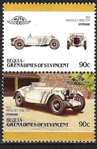 Bequia (Granadinen von St. Vincent) 1986 - Mi 210/11 - Mercedes Benz SSK - MNH**