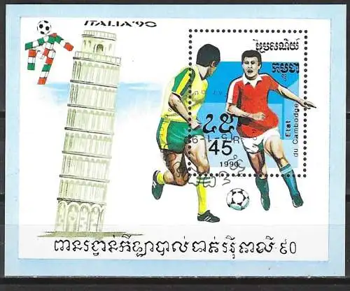 Kambodscha 1990 - Mi BL 171 - YT BF 73 - Fußball-Weltmeisterschaft in Italien ( Block 94 x 75 )