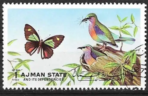 Adschman 1972 - Mi 2034 - Vogel und Schmetterling