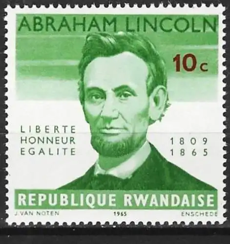 Ruanda 1965 - Mi 97 - YT 92 - Präsident Abraham Lincoln - MNH**