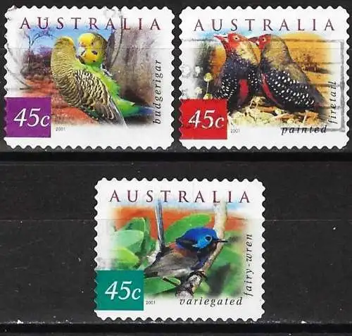 Australien 2001 - Mi 2070/71 und 73 BA - YT 1970/71 und 73 - Vögel ( Gezackt 11¼ x 11 )